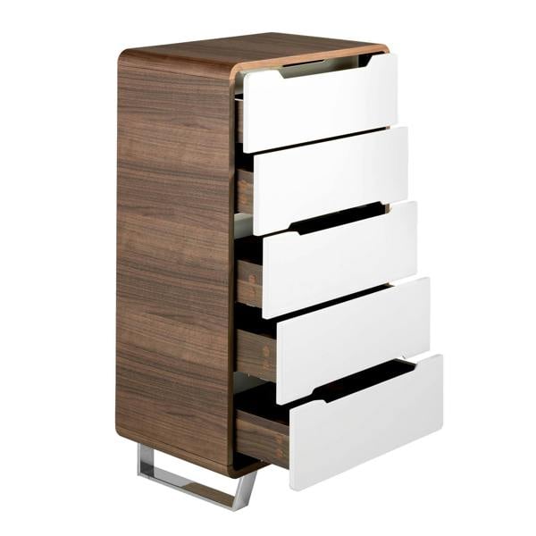 Angel Cerdá Chiffonier White Wood, Walnut and Chromed Steel 7111