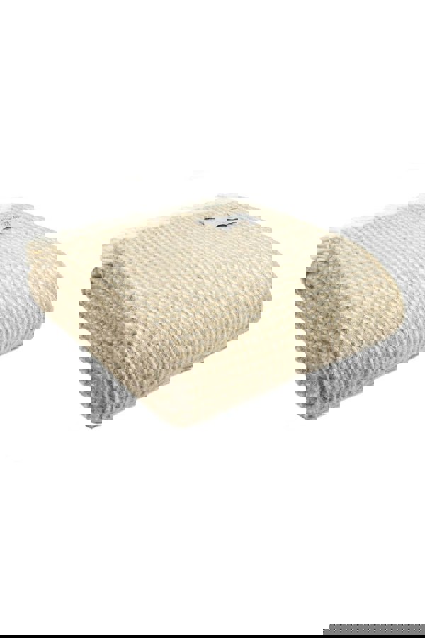 HomeSpace Direct Waffle Oatmeal Wool Throw