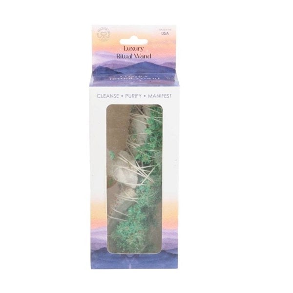 Serano 6in Ritual Wand Smudge Stick with White Sage, Abalone and Quartz