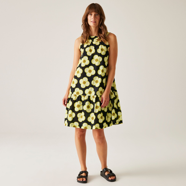 Regatta Women's Orla Kiely II Spinning Flower Sleeveless Summer Dress - Black