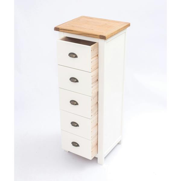 Cabinet Bits Lovere 5 Drawer Narrow Chest of Drawers Brass Cup Handle