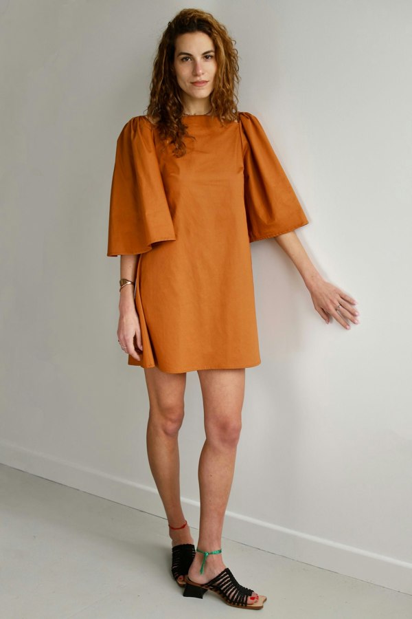 Blue Nude ~ Slow Fashion Brand - Delphine Cotton Mini Dress in Rust Orange