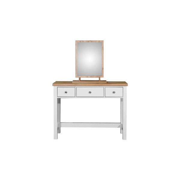 Timber Art Design Astbury 3 Drawer Dressing Table Vanity  Makeup Desk White and Oak
