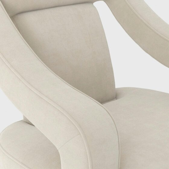 Wyld Haus Letterkenny Upholstered Ivory Chenille Armchair