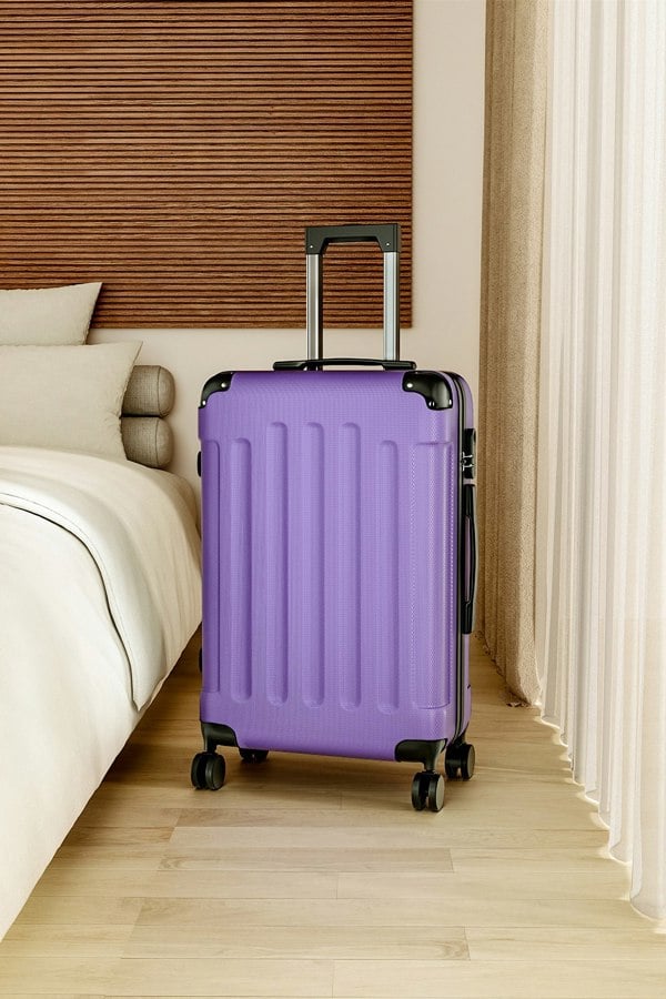 Living and Home Modern Hardside Spinner Suitcase with Combination Lock, 24" Purple