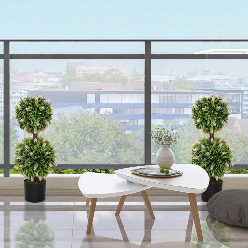 Wyld Haus Nosu Set Of 2 Artificial Lavender Flower Ball Trees In Pots 70cm Pink