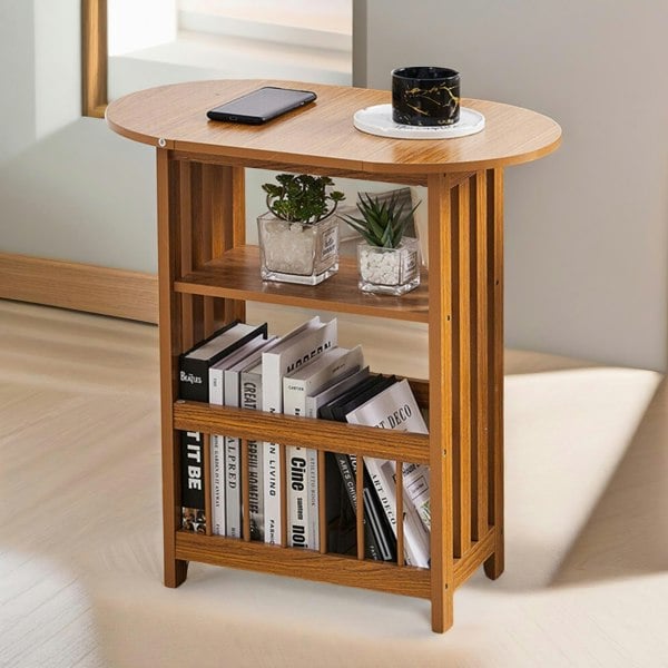 Rafaelo Mobilia Foldable Narrow Side Table Teak