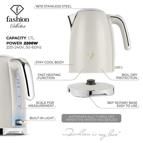 Berlinger Haus Electric Kettle Cream Gold FTV0114 Fashion