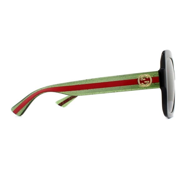 Gucci Sunglasses GG0036SN Black Green Glitter and Red Green