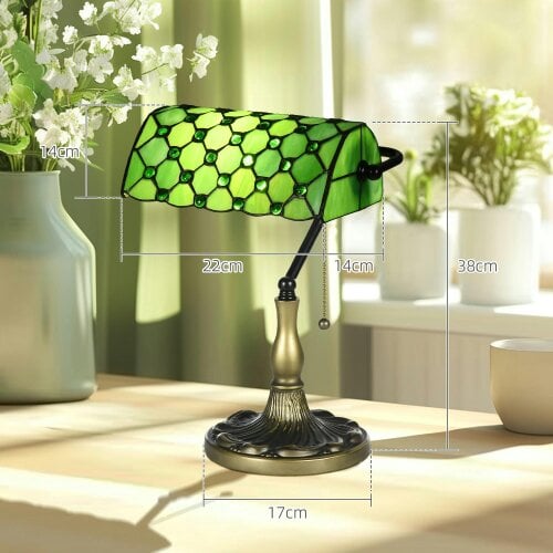 Wyld Haus Nofilu Glass And Metal Green Vintage Style Stained Glass Table Lamp