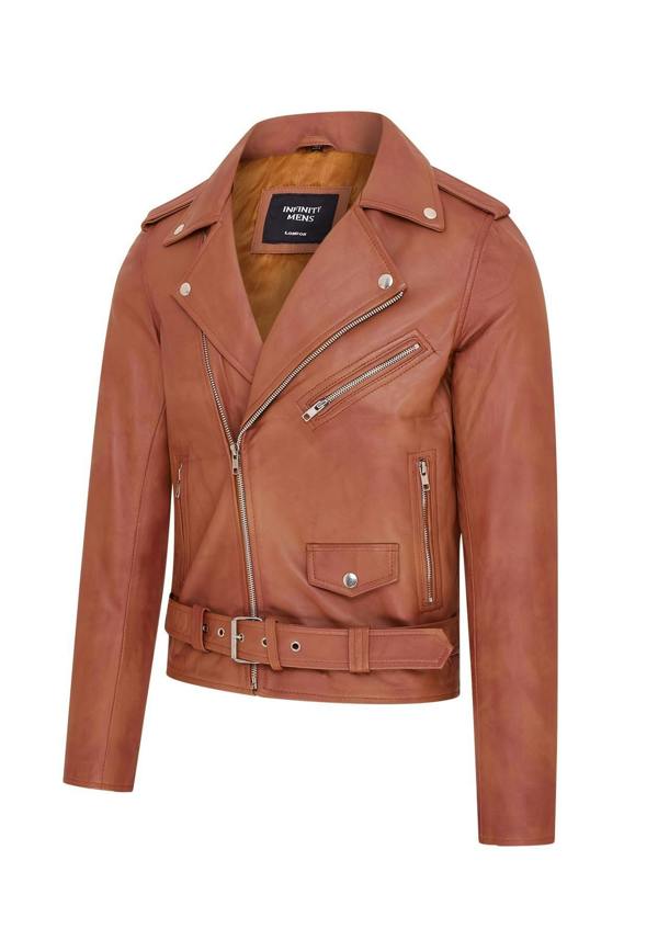 Infinity Leather Mens Classic Brando Leather Biker Jacket - Heinola