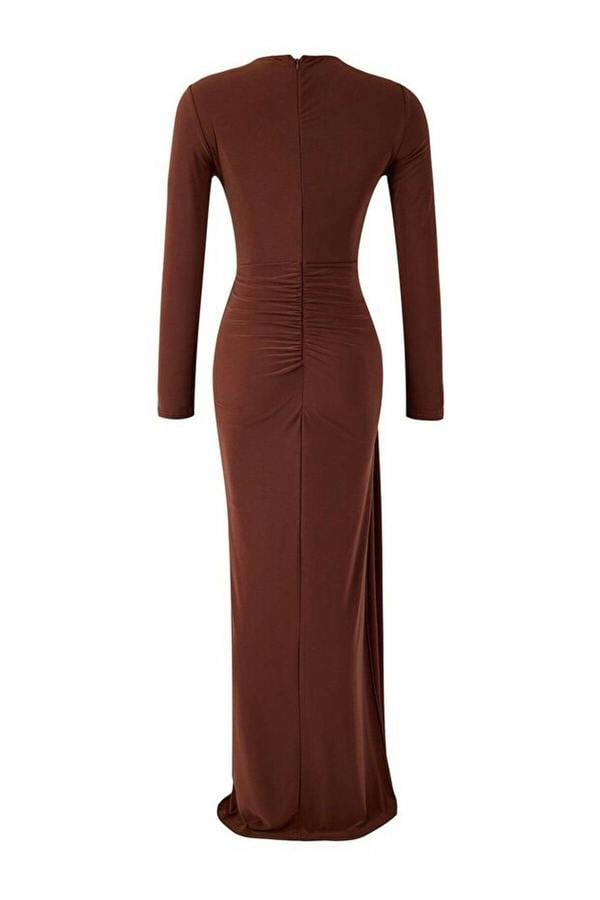 WOVCOR Maxi Evening Dress with Neckline Cut Out Detail