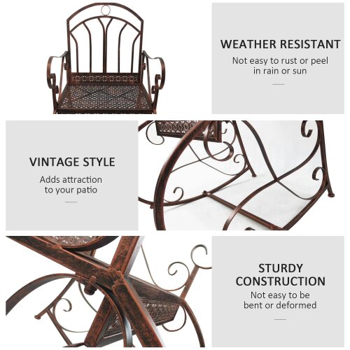 Wyld Haus Pabasa Vintage Inspired Metal Bronze Single Outdoor Rocking Armchair
