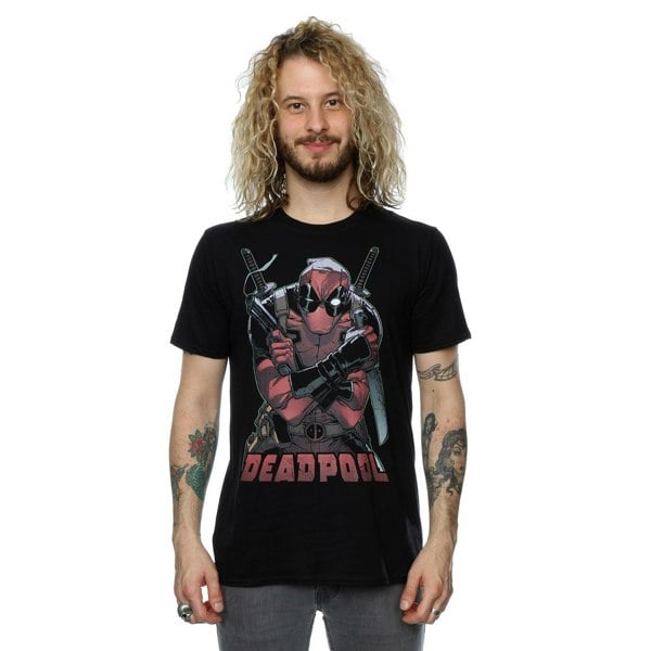 Marvel Mens Deadpool Ready For Action T-Shirt - Black