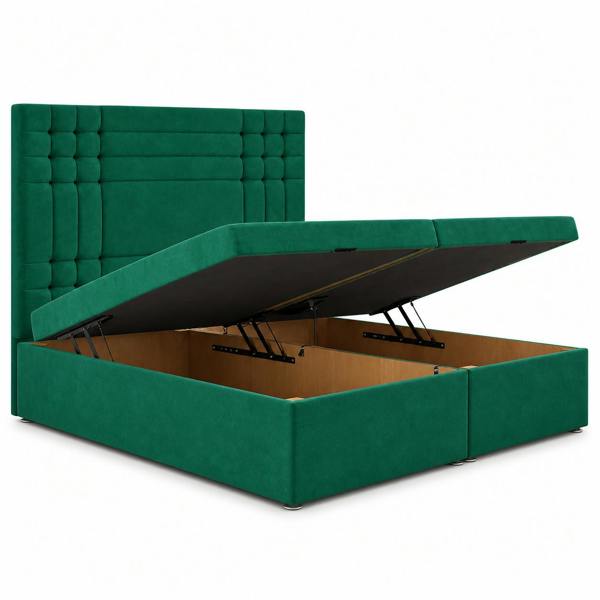 Great British Beds Seville Divan Ottoman Bed - Green Plush
