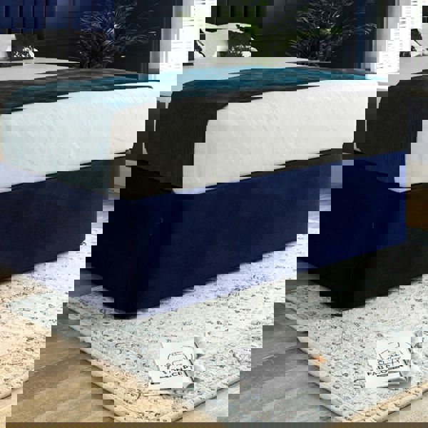 Casa Magna Marcelo Upholstered Soft Velvet Bed Frame - Blue