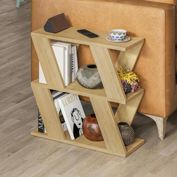 Decortie Lazena Modern 3-Tier Side Table, Slim Particleboard End Table H55.4cm