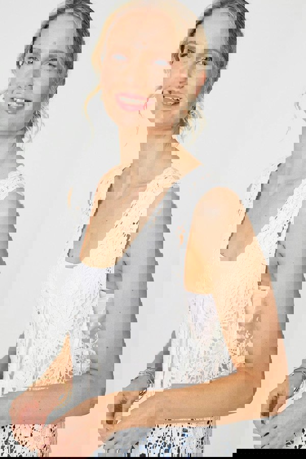 White | Floral Lace Tie Front Cardigan