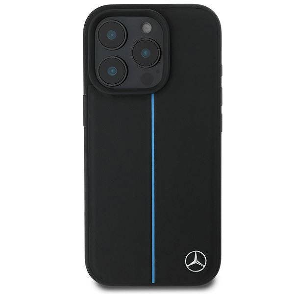 Mercedes MB Blue Line Leather Case with MagSafe for iPhone 16 Pro 6.3" Black - MEHMP16L23RURBK