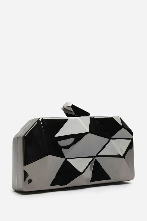 Where's That From Rica Geometric Clutch Bag In Black