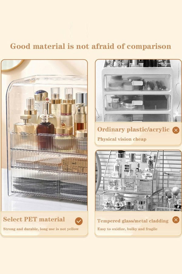 Living and Home Large Waterproof Acrylic Makeup Organizer Storage Box Skincare Display Case For Bedroom