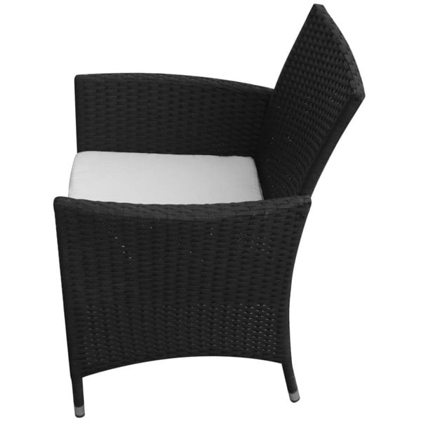 Berkfield 9 Piece Outdoor Dining Set with Cushions Poly Rattan Black