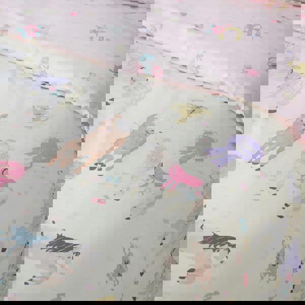 Catherine Lansfield Happy Horses Reversible Duvet Cover Set Cream