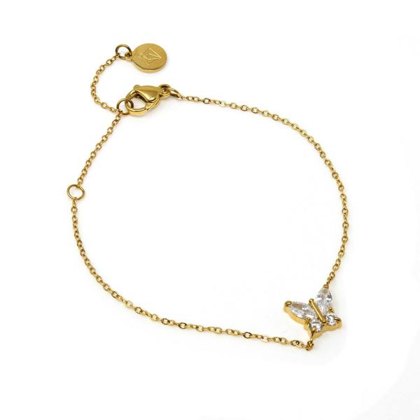 Say It With CZ Butterfly Bracelet - Gold