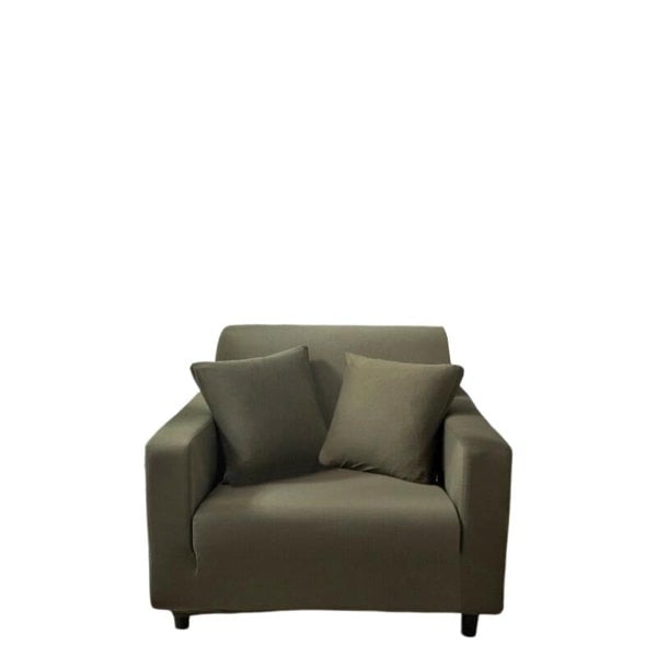 Anyseat 1 Seater Sofa Cover Plain Army Green Style and Protection For Living Room Sofa Chair Elastic Stretchable Slipcover