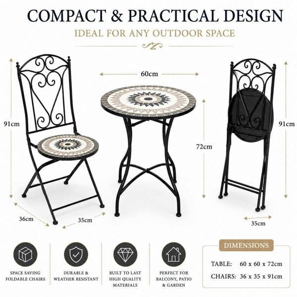 60cm Medina Mosaic Bistro Set image 5