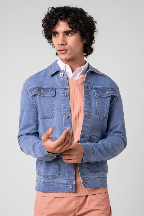 ENORSIA Mens Classic Blue Denim Jacket