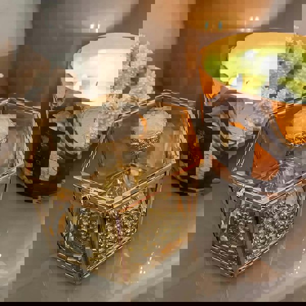 Maison des Cadeaux Hexagonal Glass Agate Jewellery Display Box