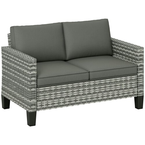 Wyld Haus Kalazi Rattan Light Grey 2 Seater Outdoor Sofa With Cushions