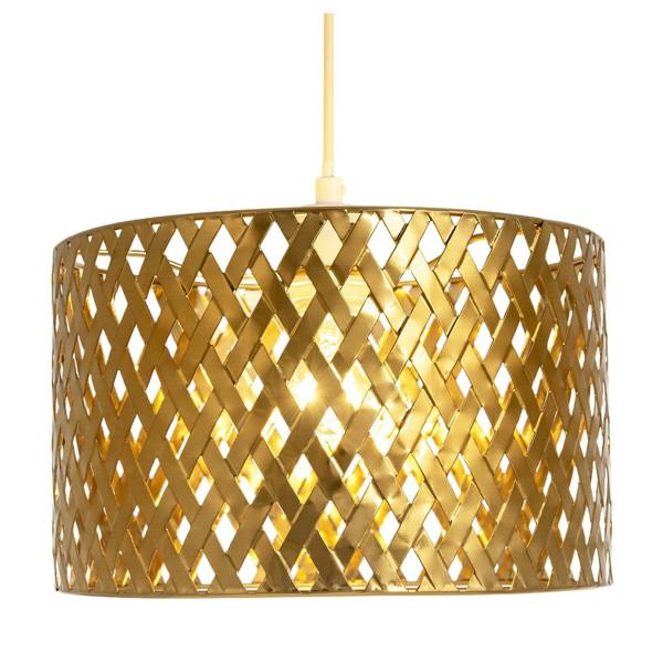 Modern Unique Pendant Light Shade in Metallic Gold with Lattice Design Image 8