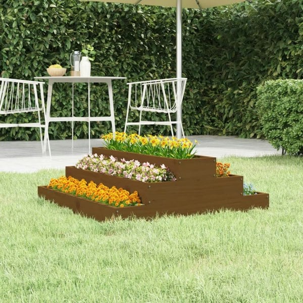Berkfield Planter Honey Brown 80x80x27 cm Solid Wood Pine