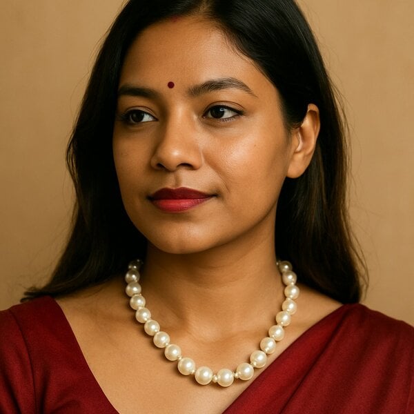 The Colourful Aura Large Ivory Lightweight White Round Pearl Bridesmaid Statement Choker Necklace