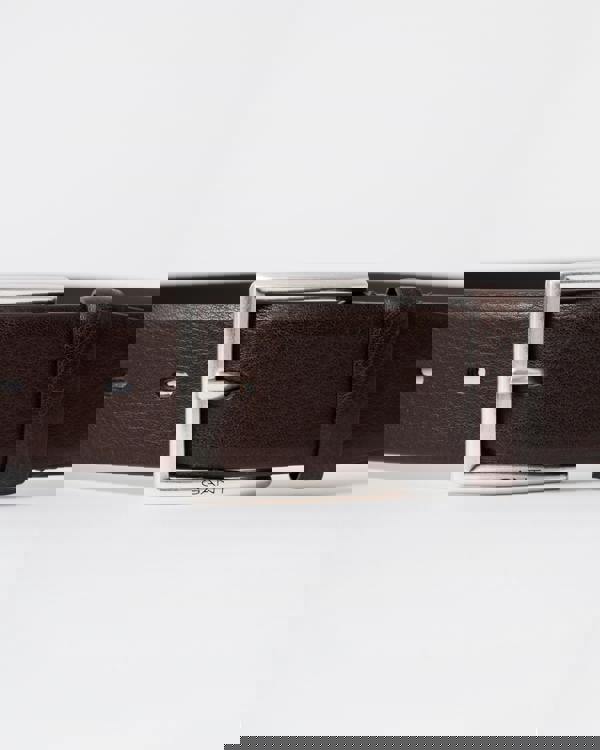 GANT Mens Classic Cow Leather Belt - 274 Rich Brown - buckle detail