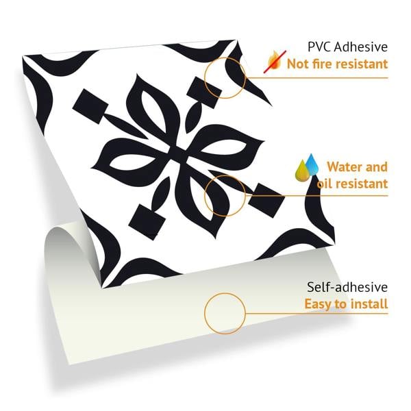 WT1560 - Marjorelle Moroccan Wall Tile Sticker Set - 15 cm x 15 cm - 24 pcs