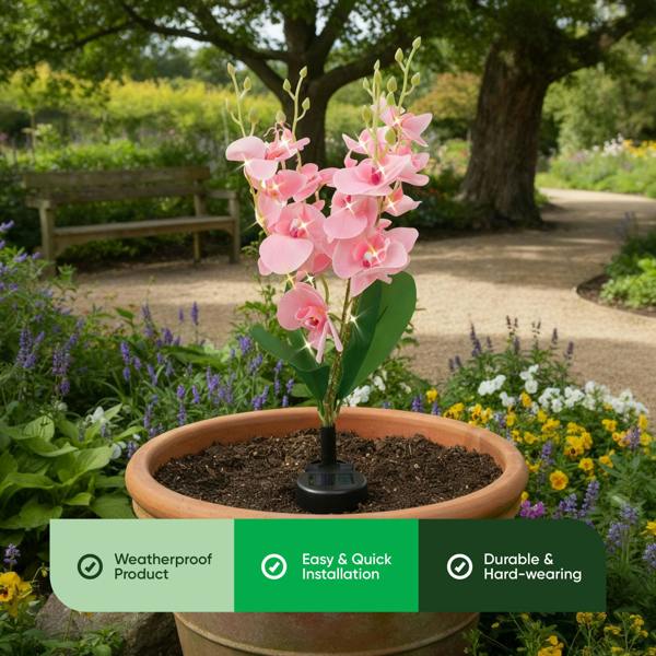 Gardenwize Solar Orchid Stake Light – 30 Warm White LED Garden Light