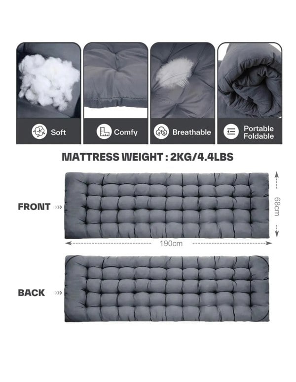 Groundlevel Fold Out Camp Bed with Removeable Cushioned Mattress