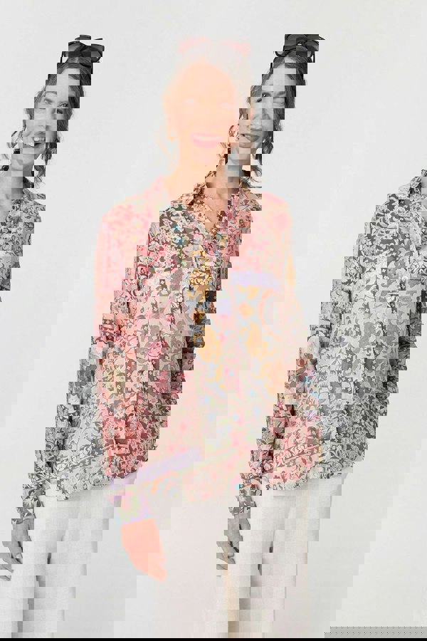 Red | Mosaic Print Long Sleeve Shirt
