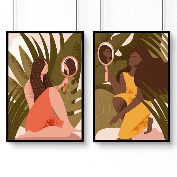 Bathroom wall decor | set of 2 Boho wall art prints