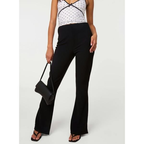 Pink Vanilla Fine Rib Stretch Flare Trousers