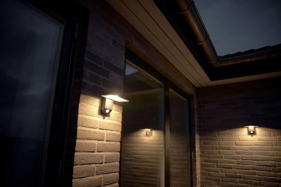 Nordlux Rica Square Solar | Wall light | Black