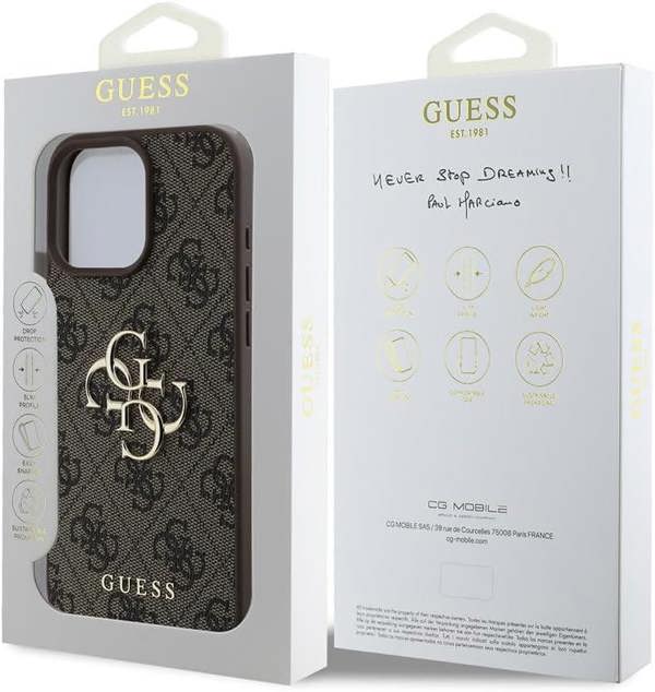 Guess 4G Big Logo Case for iPhone 16 Pro 6.3" Brown - GUHCP16L4GMGBR