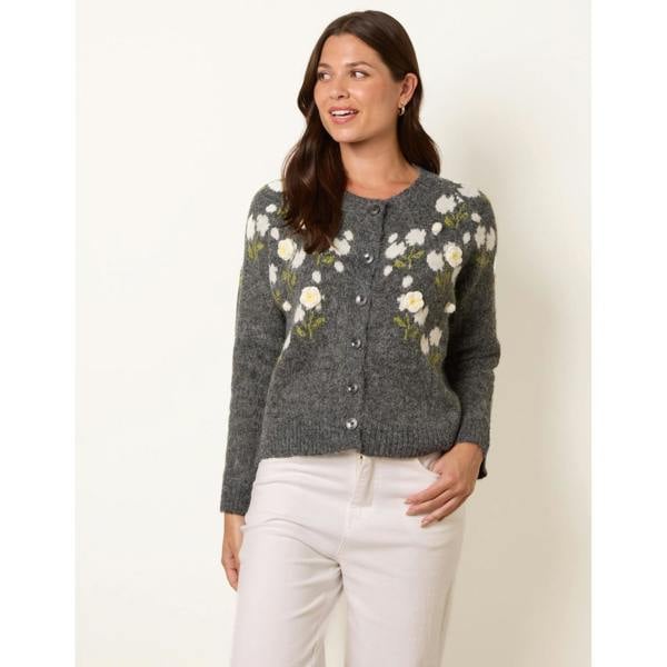 Blue Vanilla Floral Knit Button Front Cardigan