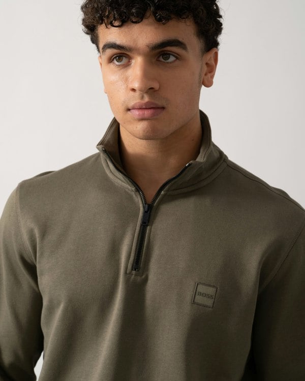 BOSS Orange Zetrust Mens 1/4 Zip Sweatshirt - Open Green 342