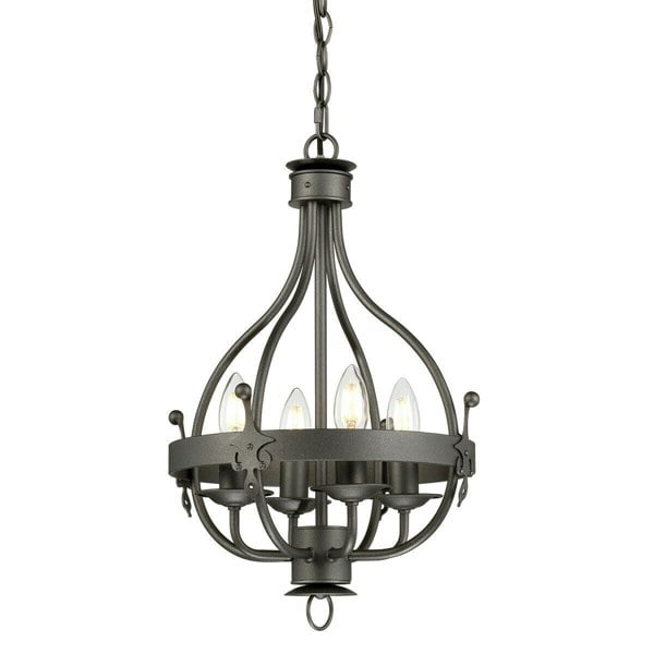 4 Bulb Chandelier Hanging Pendant LIght Graphite Finish LED E14 60W Bulb Loops