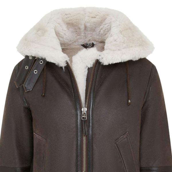 Infinity Leather Womens Hooded Sheepskin Flying Leather Jacket-Palermo
