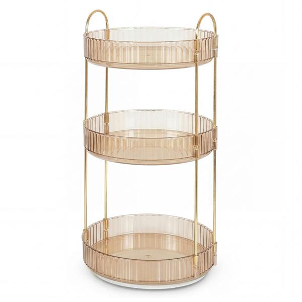 ilus Makeup Organiser 360 Rotating Spinning 3 Tiers Cosmetic Organizer Gold